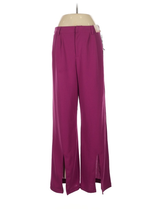 Happily Grey Pants - High-Waist Wide-Leg Split-Hem Pants in Fuchsia